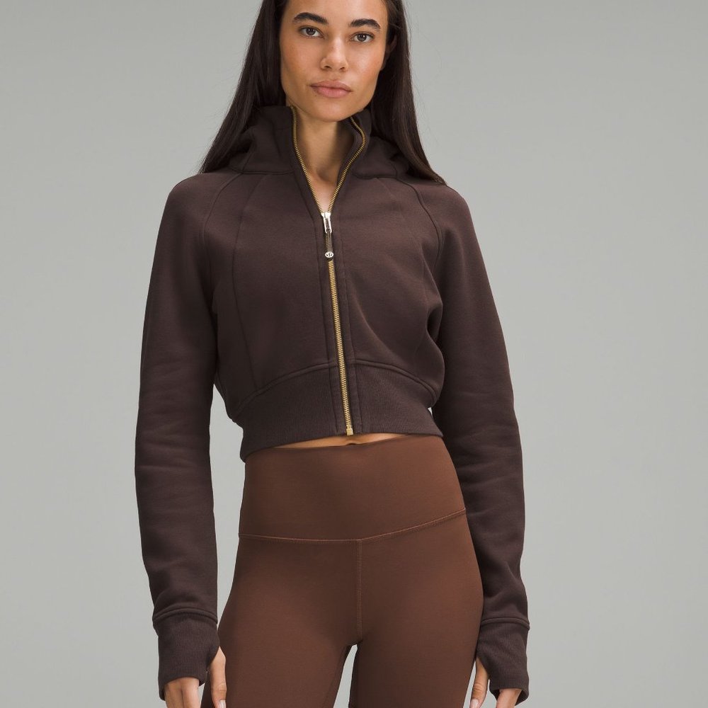 Lululemon Scuba Full-Zip Cropped Hoodie in Espresso